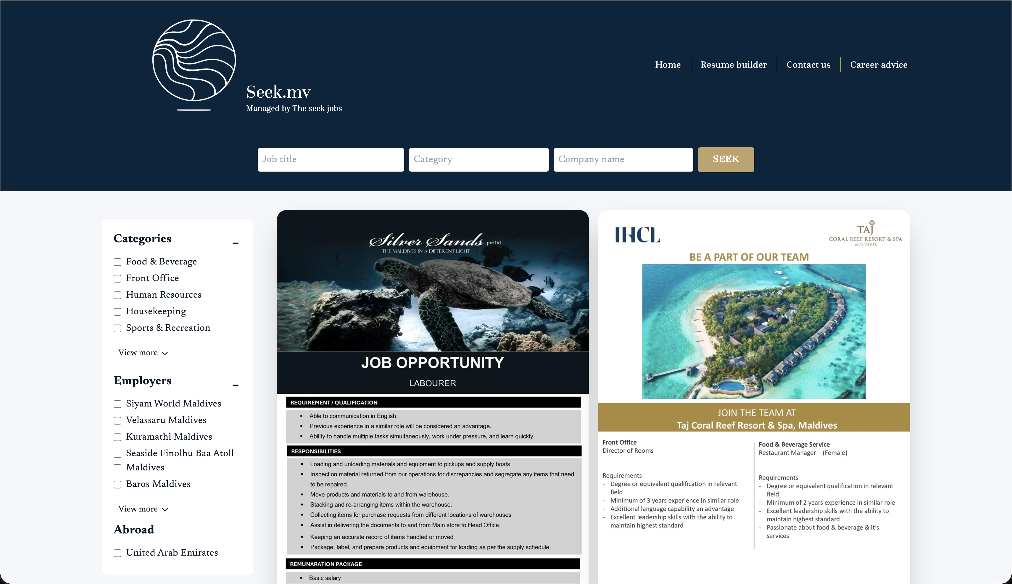 Seek Maldives - Job ads platform